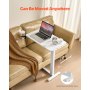 VEVOR Overbed Table Mobile Bed Side Desk with 4 Hidden Wheels Cup Holder White