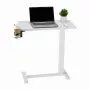 VEVOR Overbed Table, Mobile Bed Side Table with 4 Hidden Wheels, Height Adjustable Rolling Laptop Desk with Cup Holder, Portable Particleboard Over Bed Desk for Home, Office, Study, White