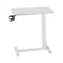 VEVOR Overbed Table, Mobile Bed Side Table with 4 Hidden Wheels, Height Adjustable Rolling Laptop Desk with Cup Holder, Portable Particleboard Over Bed Desk for Home, Office, Study, White
