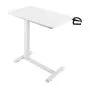 VEVOR Overbed Table, Mobile Bed Side Table with 4 Hidden Wheels, Height Adjustable Rolling Laptop Desk with Cup Holder, Portable Particleboard Over Bed Desk for Home, Office, Study, White