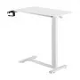 VEVOR Overbed Table, Mobile Bed Side Table with 4 Hidden Wheels, Height Adjustable Rolling Laptop Desk with Cup Holder, Portable Particleboard Over Bed Desk for Home, Office, Study, White