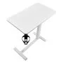 VEVOR Overbed Table, Mobile Bed Side Table with 4 Hidden Wheels, Height Adjustable Rolling Laptop Desk with Cup Holder, Portable Particleboard Over Bed Desk for Home, Office, Study, White