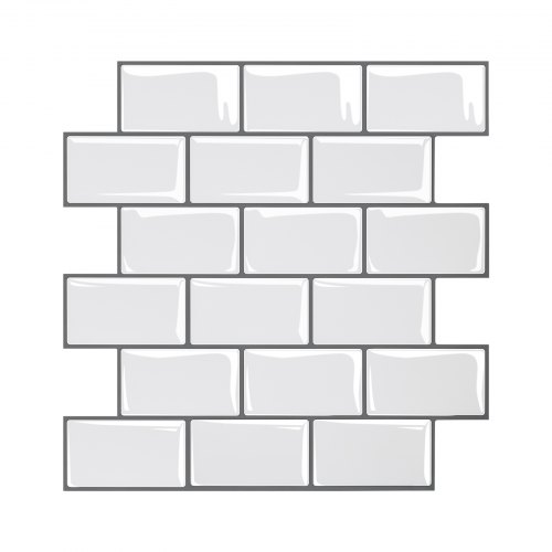 10Pcs Peel and Stick Backsplash 12x12x0.78 in Self-Adhesive Wall Tiles Tile-Look
