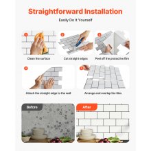 10Pcs Peel and Stick Backsplash 12x12x0.78 in Self-Adhesive Wall Tiles Tile-Look