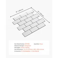 10Pcs Peel and Stick Backsplash 12x12x0.78 in Self-Adhesive Wall Tiles Tile-Look