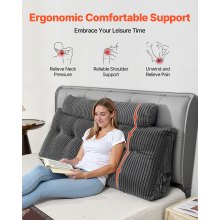 Headboard Pillow Queen Wedge Headboard Pillow with 2 Pockets & Headrests