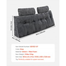 Headboard Pillow Queen Wedge Headboard Pillow with 2 Pockets & Headrests