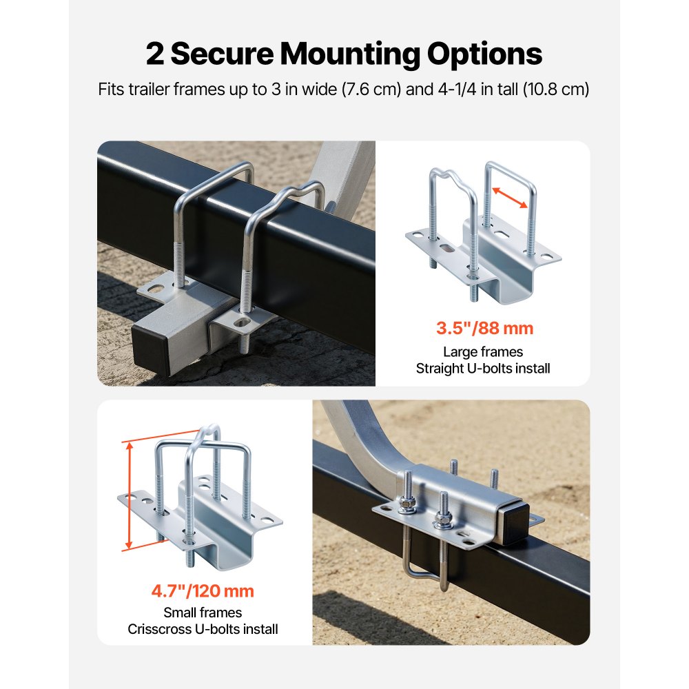 VEVOR Boat Trailer Guides, 30 mm Adjustable Width Trailers Guide, 2PCS High-Hardness Steel Trailer Guide-Ons with Thick Support Pads, Fits L-Beam, Box or C-Channel Bunk-Style Pontoon Trailers