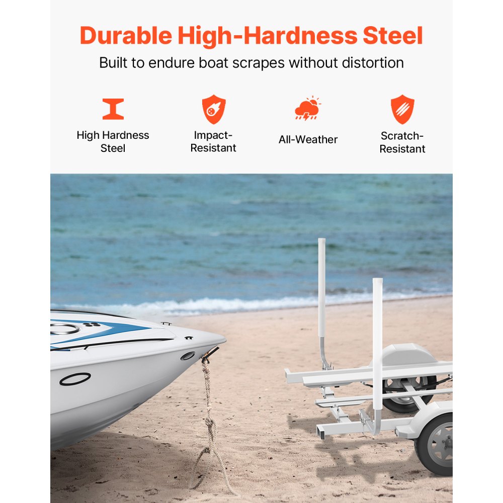 VEVOR Boat Trailer Guide, 40″ Adjustable Design Trailer Guide Poles, 2PCS High-Hardness Steel Trailer Guide-Ons, Trailer Guides with PVC Pipe Posts, for Ski Boat, Fishing Boat or Sailboat Trailer