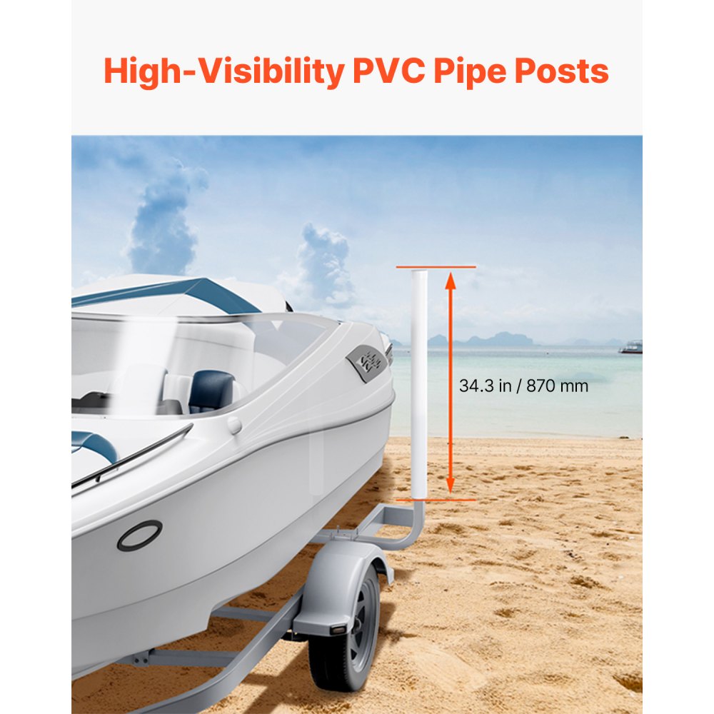 VEVOR Boat Trailer Guide, 40″ Adjustable Design Trailer Guide Poles, 2PCS High-Hardness Steel Trailer Guide-Ons, Trailer Guides with PVC Pipe Posts, for Ski Boat, Fishing Boat or Sailboat Trailer