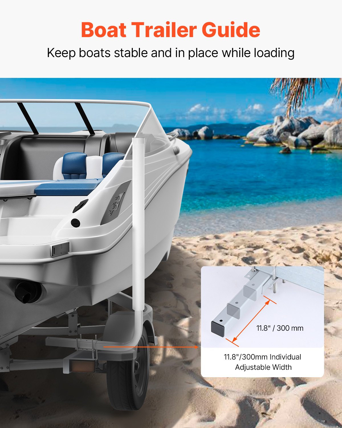 VEVOR Boat Trailer Guide, 40″ Adjustable Design Trailer Guide Poles, 2PCS High-Hardness Steel Trailer Guide-Ons, Trailer Guides with PVC Pipe Posts, for Ski Boat, Fishing Boat or Sailboat Trailer