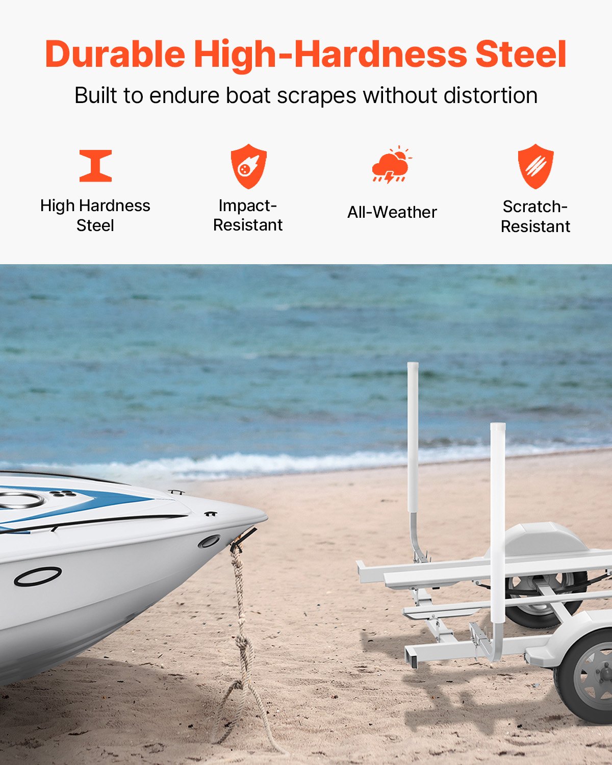 VEVOR Boat Trailer Guide, 40″ Adjustable Design Trailer Guide Poles, 2PCS High-Hardness Steel Trailer Guide-Ons, Trailer Guides with PVC Pipe Posts, for Ski Boat, Fishing Boat or Sailboat Trailer