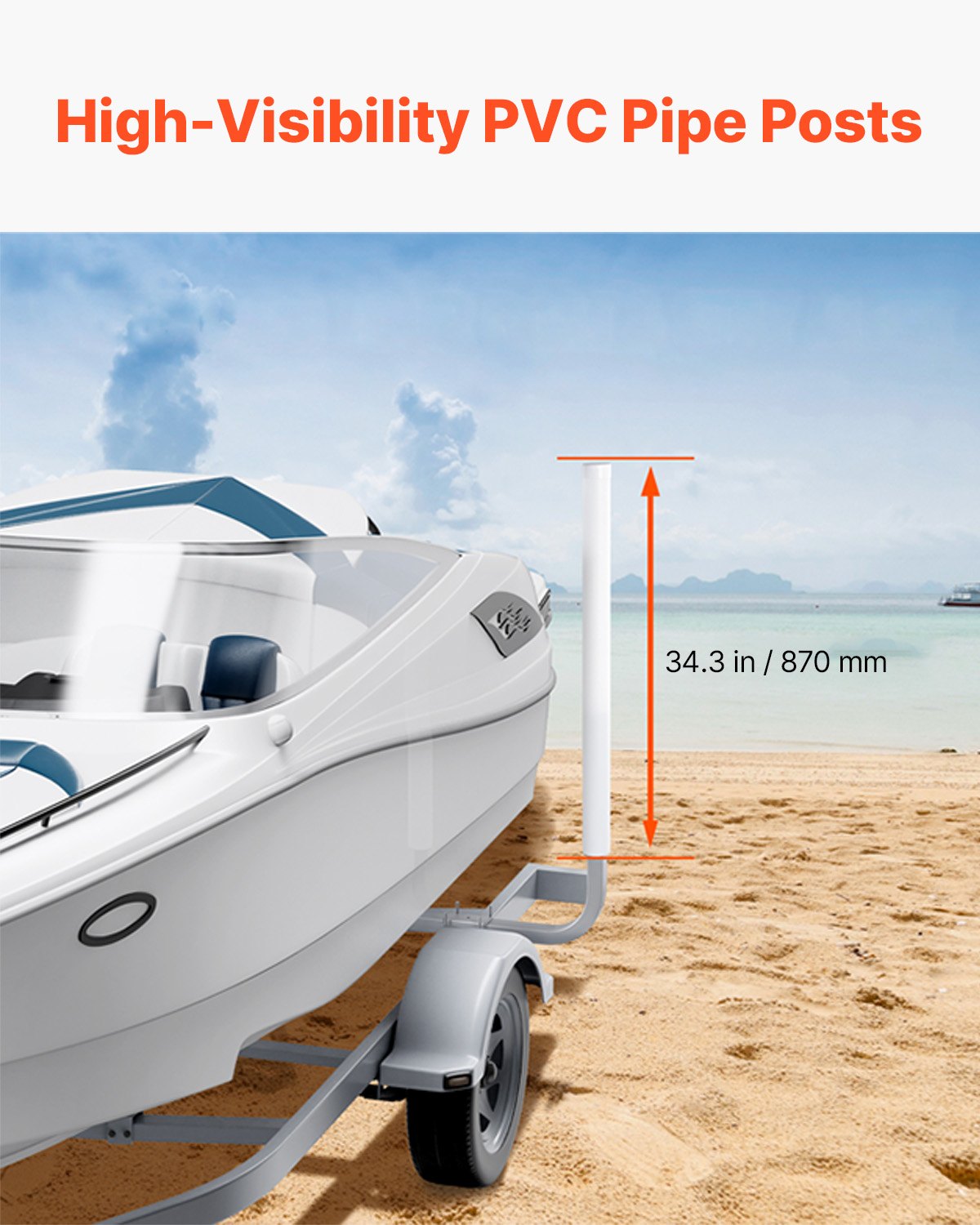 VEVOR Boat Trailer Guide, 40″ Adjustable Design Trailer Guide Poles, 2PCS High-Hardness Steel Trailer Guide-Ons, Trailer Guides with PVC Pipe Posts, for Ski Boat, Fishing Boat or Sailboat Trailer