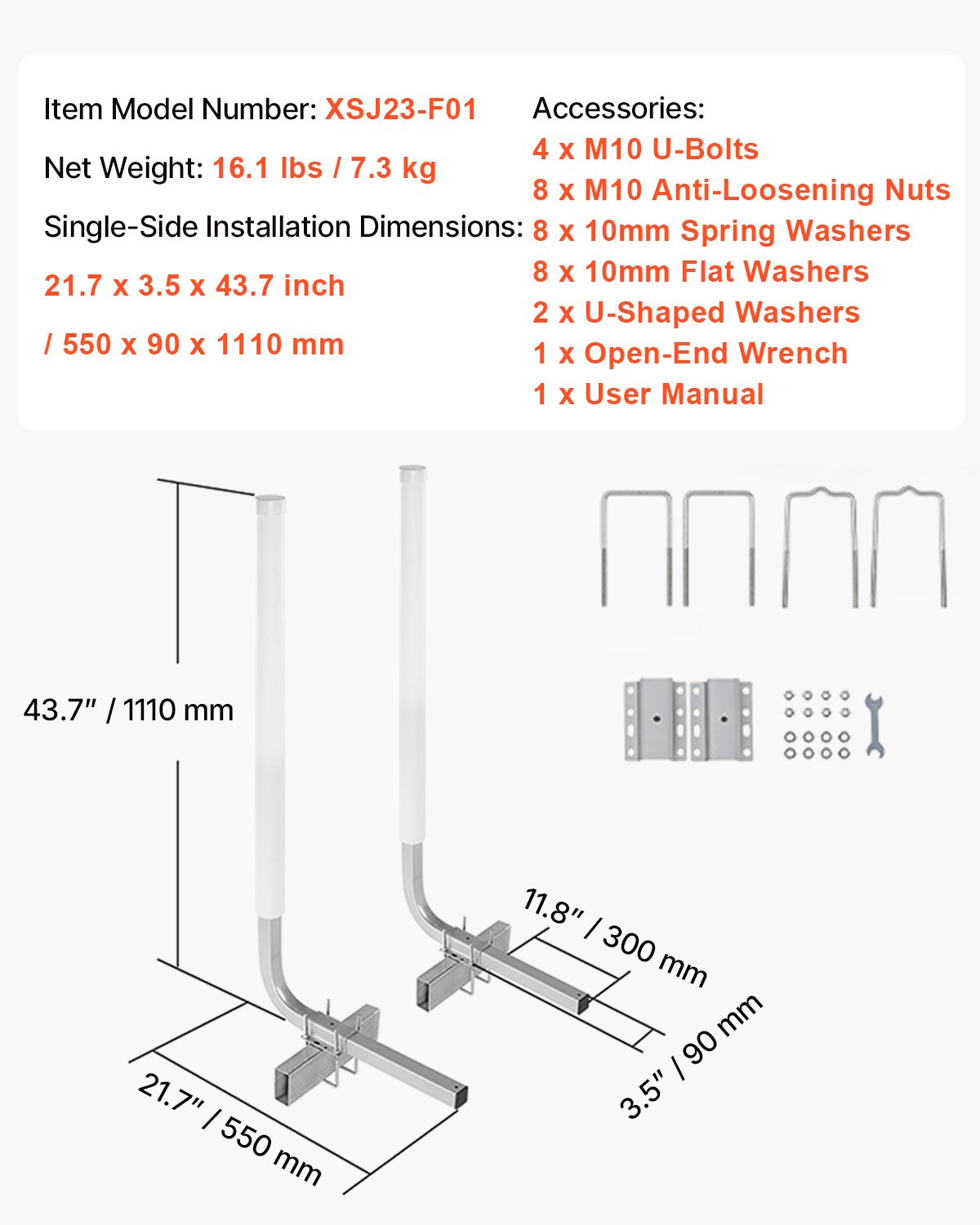 VEVOR Boat Trailer Guide, 40″ Adjustable Design Trailer Guide Poles, 2PCS High-Hardness Steel Trailer Guide-Ons, Trailer Guides with PVC Pipe Posts, for Ski Boat, Fishing Boat or Sailboat Trailer