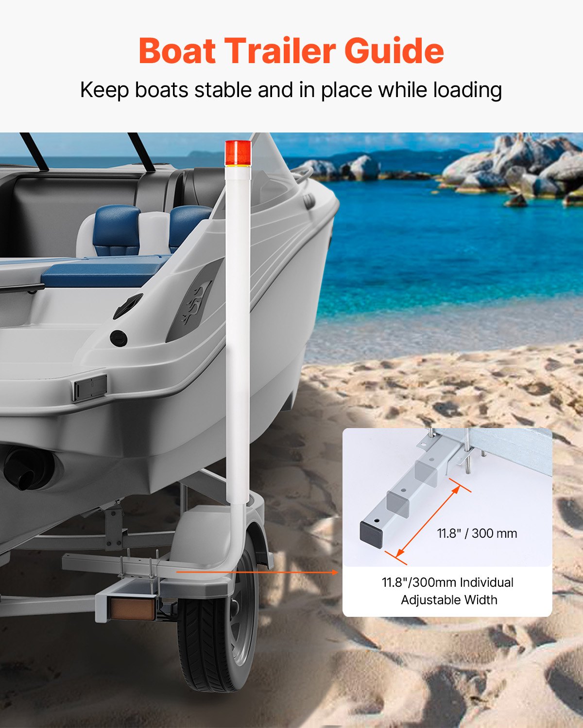 VEVOR Boat Trailer Guide, 40″ with LED Light Trailer Guide Poles, 2PCS High-Hardness Steel Trailer Guide-Ons, Trailer Guides with PVC Pipes, for Ski Boat, Fishing Boat or Sailboat Trailer