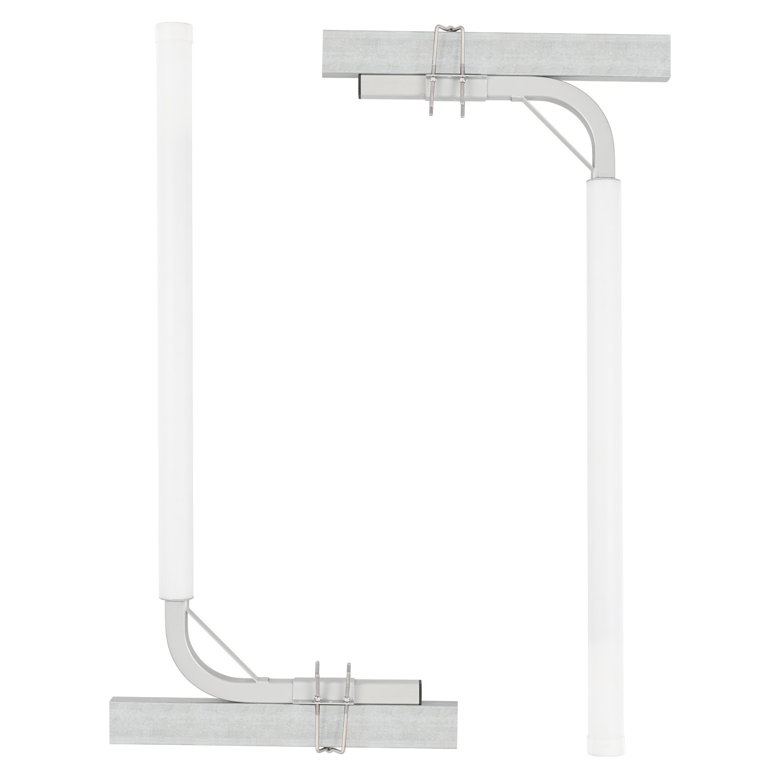 VEVOR marine trailer guide with adjustable white posts and galvanized steel brackets for boat support.