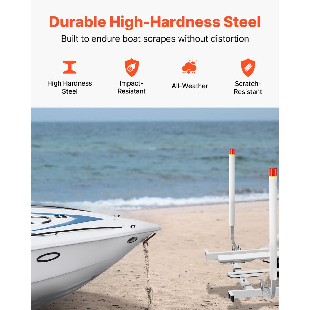 VEVOR Boat Trailer Guide, 60″ with LED Light Trailer Guide Poles, 2PCS High-Hardness Steel Trailer Guide-Ons, Trailer Guides with PVC Pipes, for Ski Boat, Fishing Boat or Sailboat Trailer