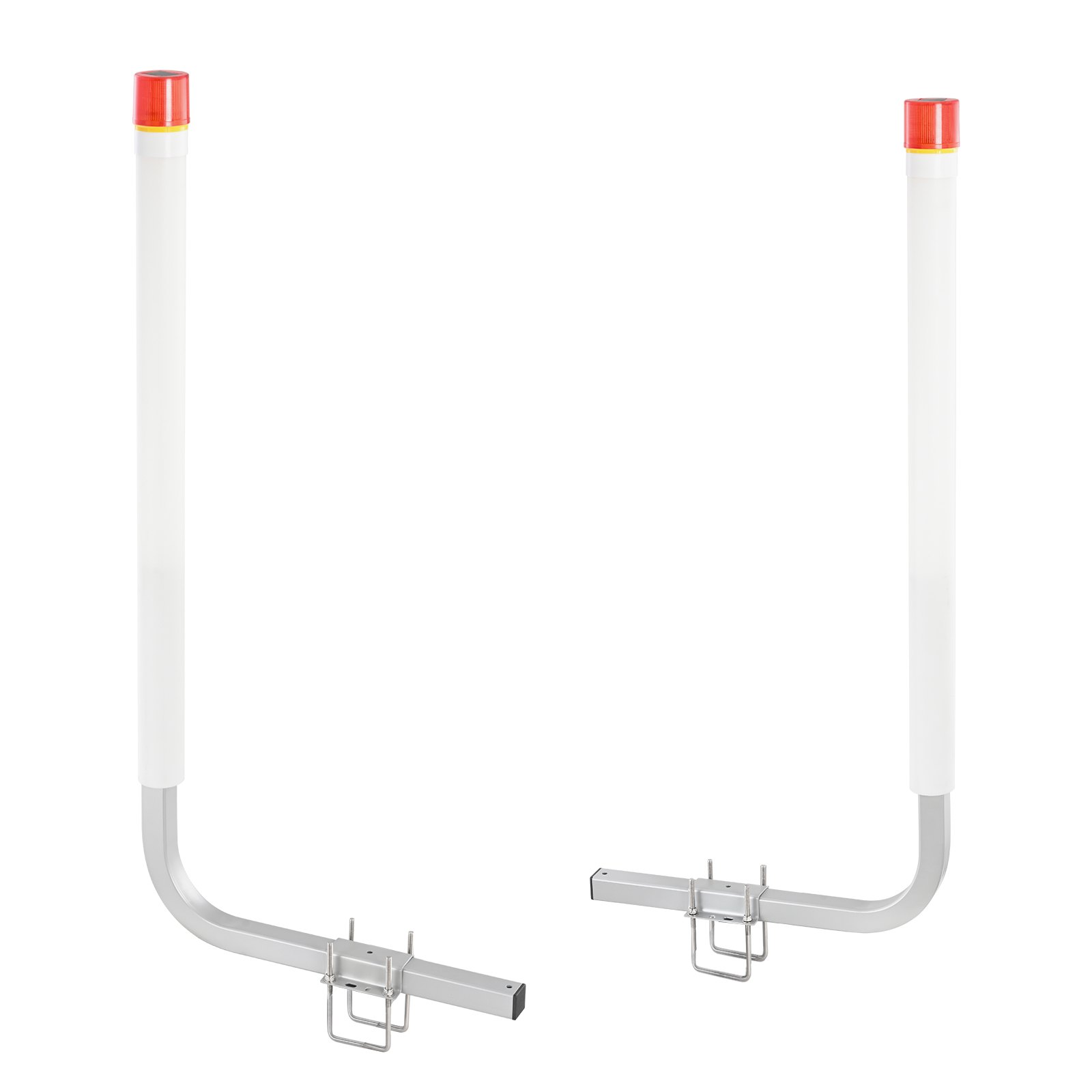 VEVOR marine trailer guide set with reflective red caps and silver mounting brackets.