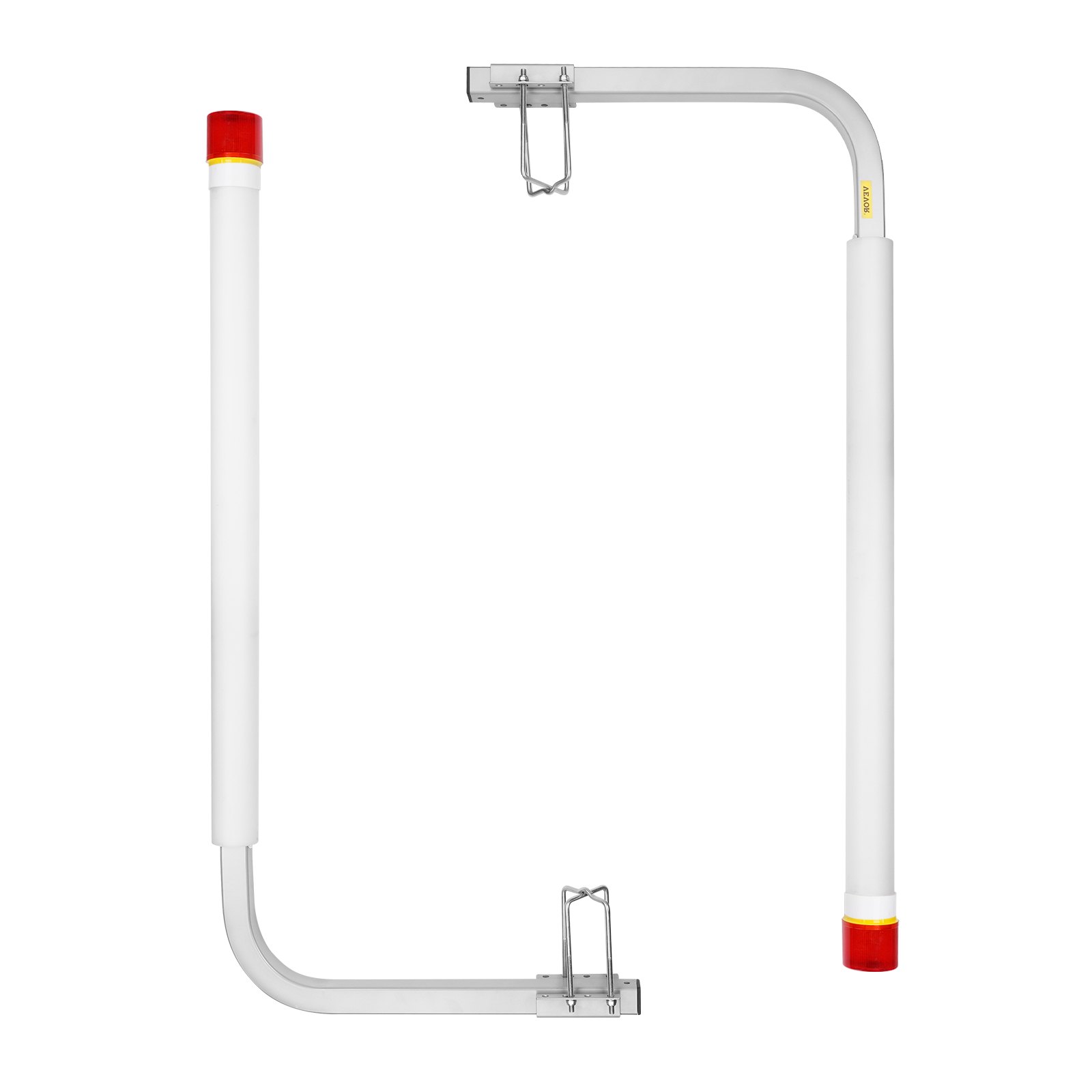 VEVOR marine trailer guide set with red-tipped white pvc guide posts and steel mounting brackets.