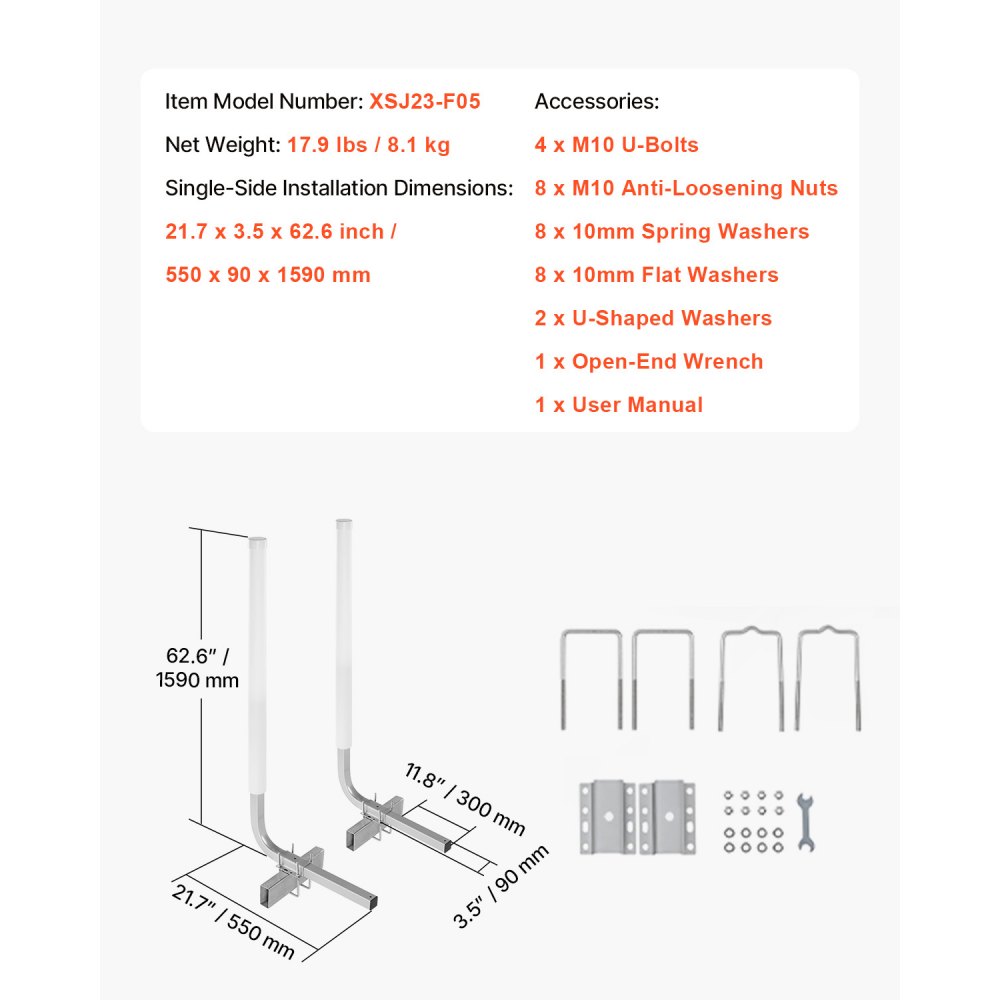 VEVOR Boat Trailer Guide, 1524mm Adjustable Design Trailer Guide Poles, 2PCS High-Hardness Steel Trailer Guide ons, Trailer Guides with PVC Pipes, for Ski Boat, Fishing Boat or Sailboat Trailer