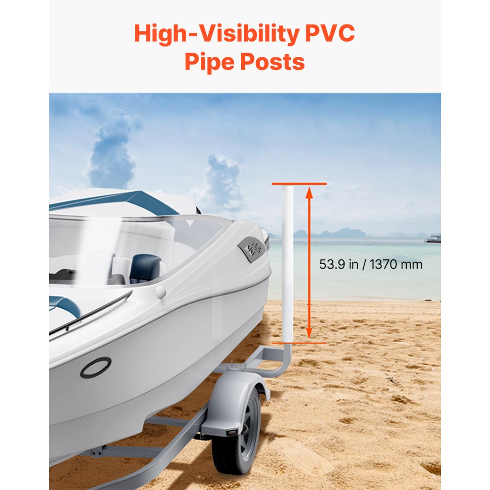 VEVOR Boat Trailer Guide, 60″ Adjustable Design Trailer Guide Poles, 2PCS High-Hardness Steel Trailer Guide-Ons, Trailer Guides with PVC Pipes, for Ski Boat, Fishing Boat or Sailboat Trailer