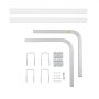 VEVOR marine trailer guide components with metal brackets, white pvc tubes, u-bolts, and mounting hardware.