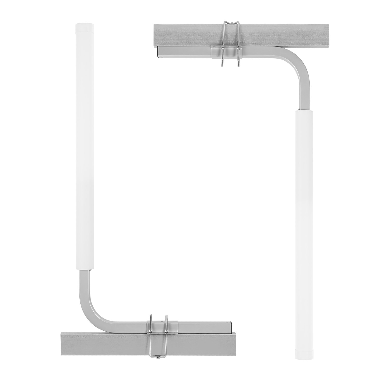 VEVOR marine trailer guide poles with steel brackets and white pvc posts on a white background.