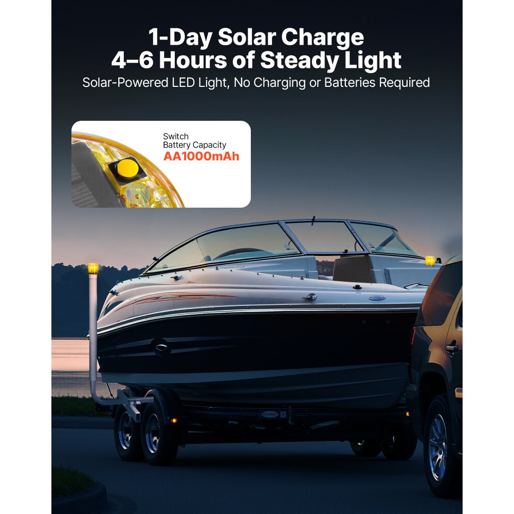 VEVOR Boat Trailer Guide, 46 in with LED Light Trailer Guide Poles, 2PCS High-Hardness Steel Guide-Ons, Wide Adjustable Trailers Guides with PVC Pipes, for Ski Boat, Fishing Boat or Sailboat Trailers