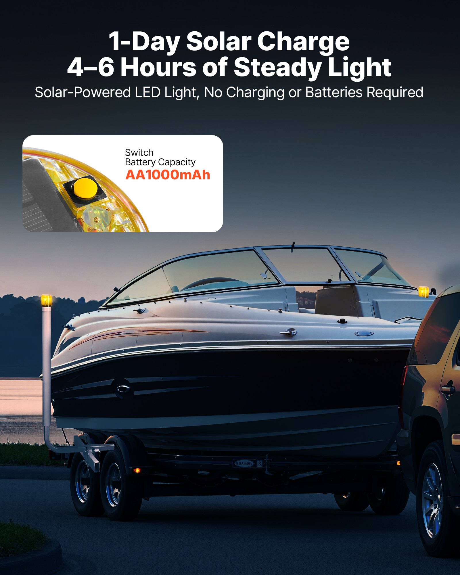 VEVOR Boat Trailer Guide, 46 in with LED Light Trailer Guide Poles, 2PCS High-Hardness Steel Guide-Ons, Wide Adjustable Trailers Guides with PVC Pipes, for Ski Boat, Fishing Boat or Sailboat Trailers