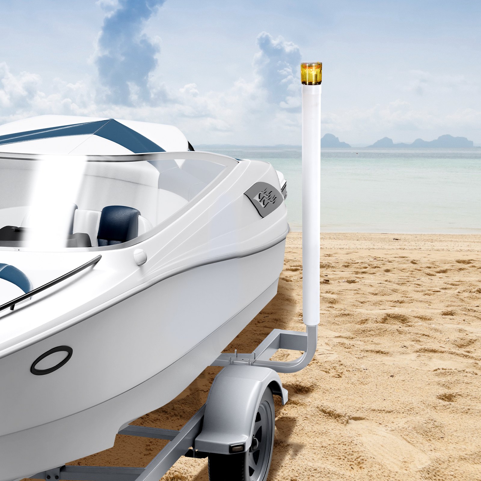 VEVOR Boat Trailer Guide, 46 in with LED Light Trailer Guide Poles, 2PCS High-Hardness Steel Guide-Ons, Wide Adjustable Trailers Guides with PVC Pipes, for Ski Boat, Fishing Boat or Sailboat Trailers