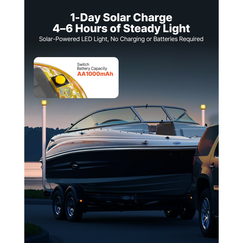 VEVOR Boat Trailer Guide, 65.7 in with LED Light Trailer Guide Poles, 2PCS High-Hardness Steel Guide-Ons, Wide Adjustable Trailers Guides with PVC Pipes, for Ski Boat, Fishing Boat, Sailboat Trailers