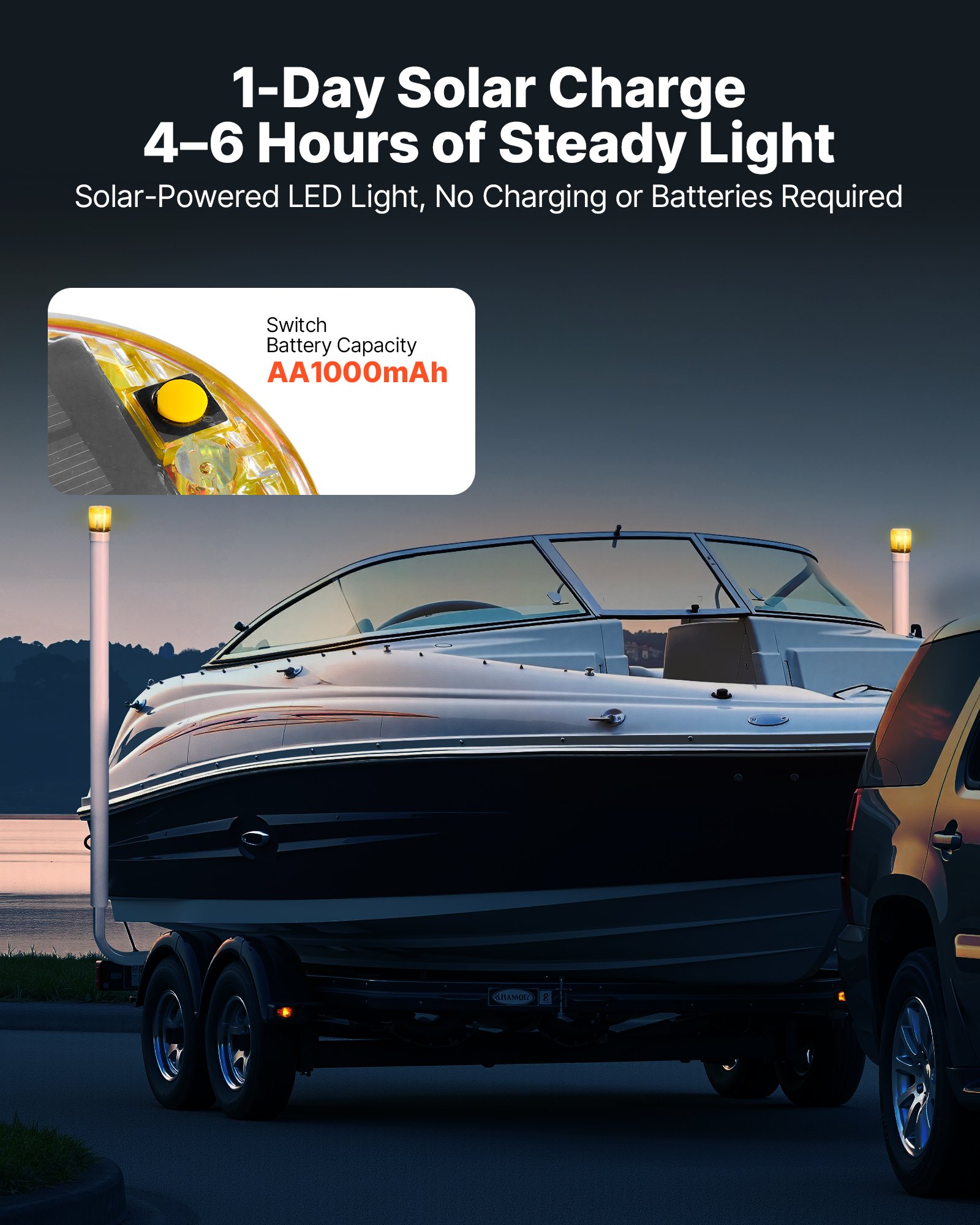 VEVOR Boat Trailer Guide, 65.7 in with LED Light Trailer Guide Poles, 2PCS High-Hardness Steel Guide-Ons, Wide Adjustable Trailers Guides with PVC Pipes, for Ski Boat, Fishing Boat, Sailboat Trailers