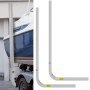 VEVOR boat trailer guide-ons with stainless steel construction beside a blue boat on a trailer.
