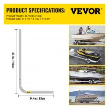 VEVOR Boat Trailer Guide-ons,116.84cm,One Pair Aluminum Trailer Guide ons, Rust-Resistant Trailer Guides with Adjustable Width, Mounting Parts Included, for Ski Boat, Fishing Boat or Sailboat Trailer
