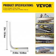 VEVOR Boat Trailer Guide-on, 22", 2PCS Steel Trailer Post Guide ons, with White PVC Tube Covers, Complete Mounting Accessories Included, for Ski Boat, Fishing Boat or Sailboat Trailer