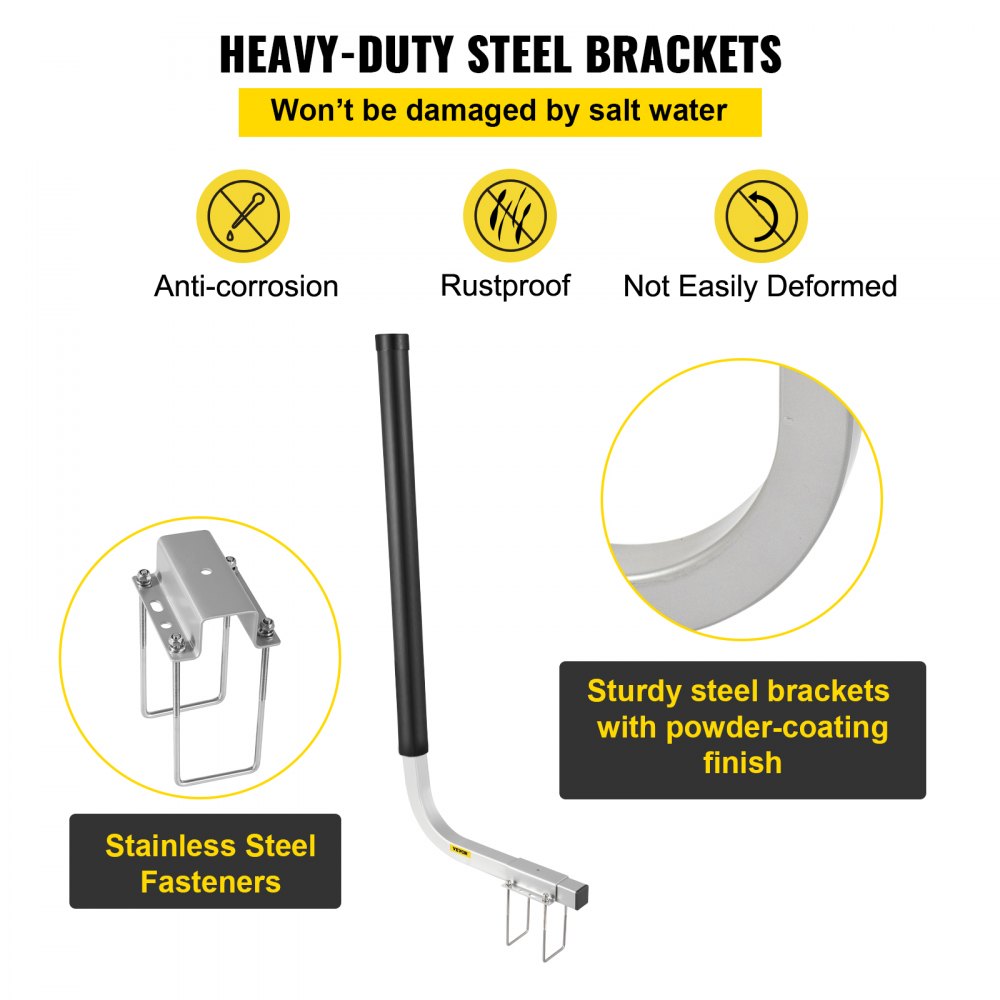 VEVOR Boat Trailer Guide-ons, 40\", 2PCS Rustproof Galvanized Steel Trailer Guide ons, Trailer Guides with Black PVC Pipes, Mounting Parts Included, for Ski Boat, Fishing Boat or Sailboat Trailer