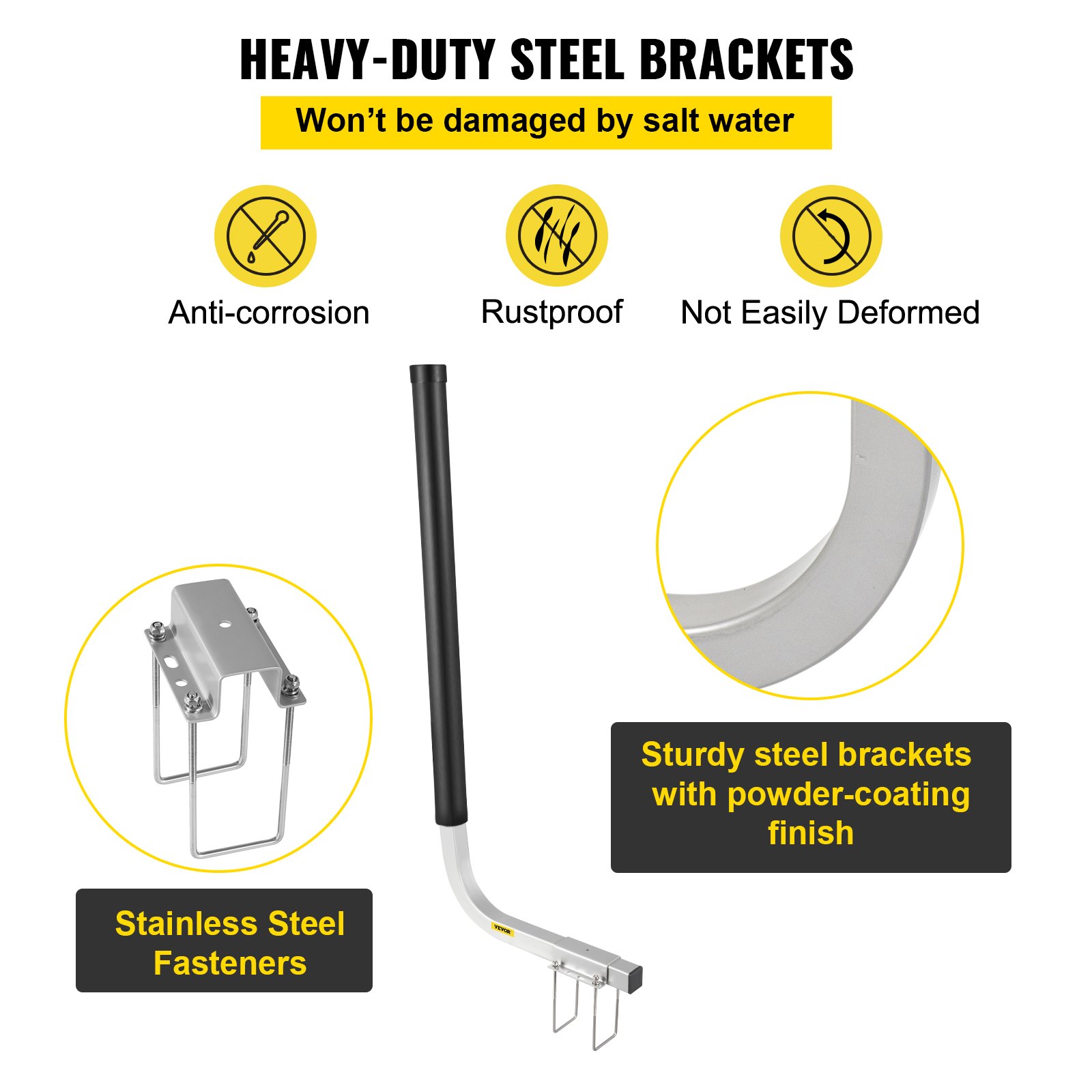 VEVOR Boat Trailer Guide-ons, 40\", 2PCS Rustproof Galvanized Steel Trailer Guide ons, Trailer Guides with Black PVC Pipes, Mounting Parts Included, for Ski Boat, Fishing Boat or Sailboat Trailer