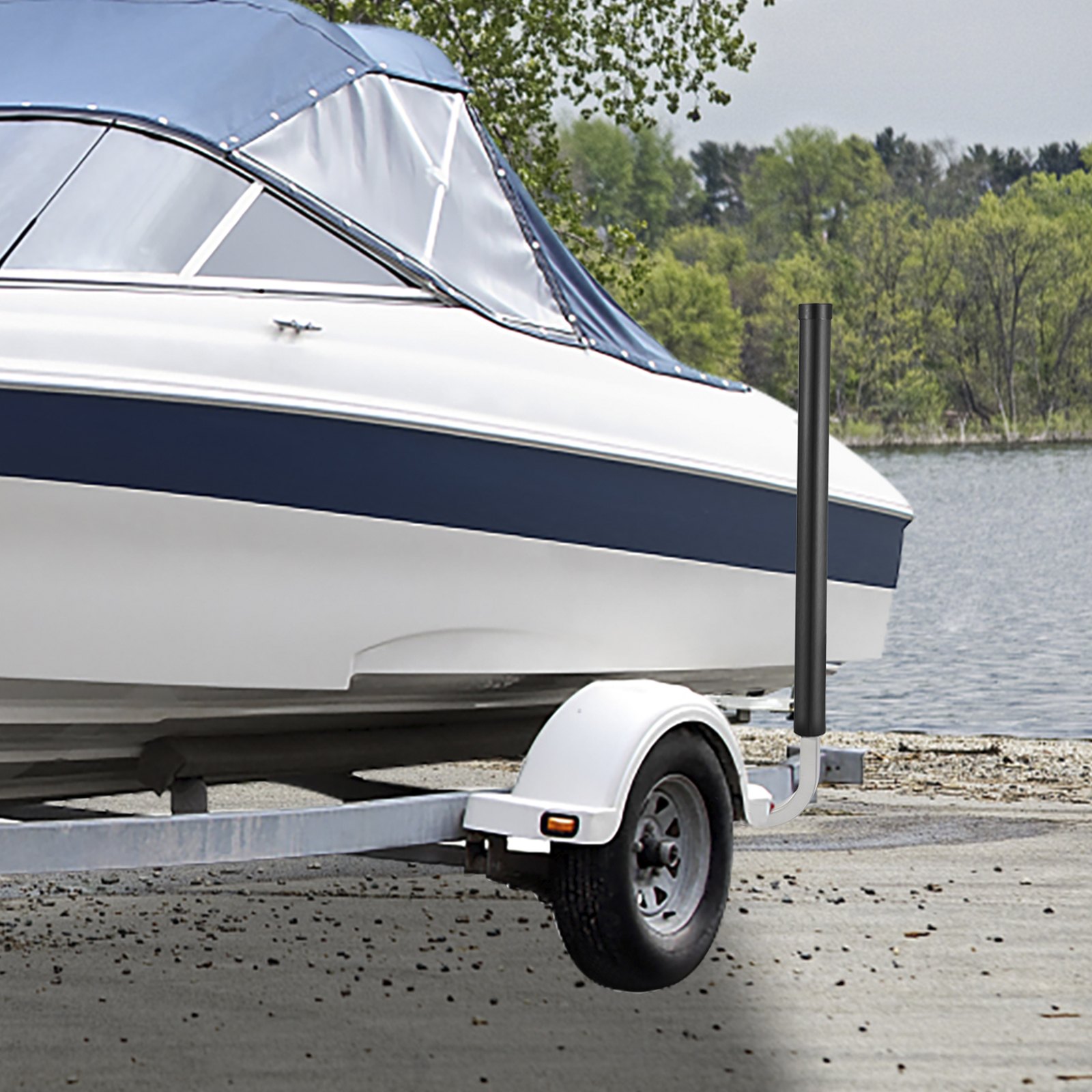 VEVOR Boat Trailer Guide-ons, 40\", 2PCS Rustproof Galvanized Steel Trailer Guide ons, Trailer Guides with Black PVC Pipes, Mounting Parts Included, for Ski Boat, Fishing Boat or Sailboat Trailer