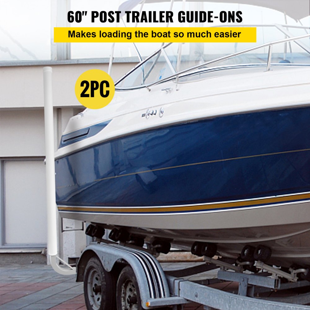 VEVOR Boat Trailer Guide-On 60 2pcs Steel Trailer Post Guide Ons w/White PVC Tube Covers Complete Mounting Accessories Included for Ski Boat