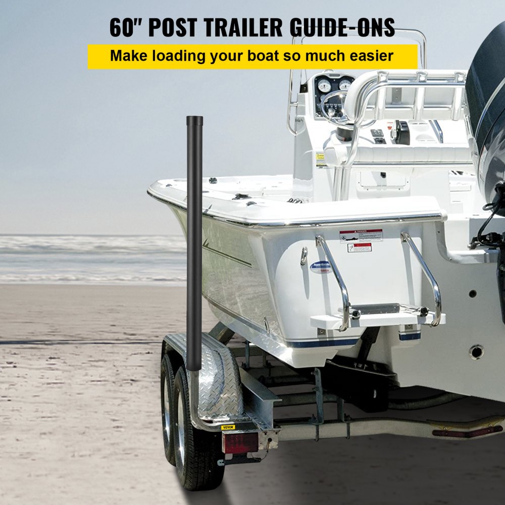 VEVOR Boat Trailer Guide-on, 60\, One Pair Steel Trailer Post Guide ons,  with Black PVC Tube Covers, Complete Mounting Accessories Included, for Ski  Boat, Fishing Boat or Sailboat Trailer