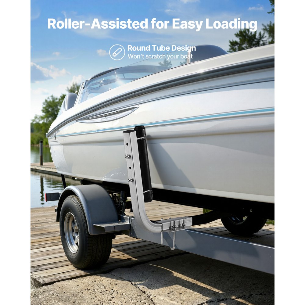 VEVOR Boat Trailer Guides, 470 mm/520 mm Height Adjustable Trailers Guide, 2PCS Thickened High-Duty Steel Trailer Guide-Ons with Smooth Roller Guidance, for V-Hull Boats, Small to Mid-Size Boats