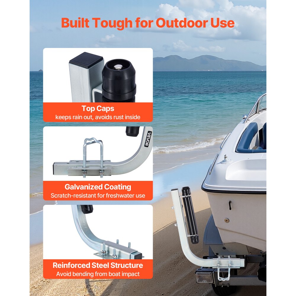 VEVOR Boat Trailer Guides, 470 mm/520 mm Height Adjustable Trailers Guide, 2PCS Thickened High-Duty Steel Trailer Guide-Ons with Smooth Roller Guidance, for V-Hull Boats, Small to Mid-Size Boats