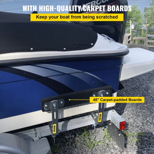 VEVOR Boat Trailer Guide-Ons, 48 inch, 2pcs Rustproof Steel Trailer Guide Ons, Trailer Guides with Carpet-Padded Boards, Mounting Parts Included, for