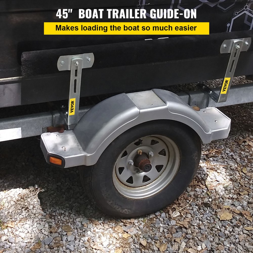 VEVOR Boat Trailer Guide-ons, 48", 2 PCS Rustproof Steel Trailer Guide ons, Trailer Guides with Carpet-Padded Boards, Mounting Parts Included, for Ski Boat, Fishing Boat or Sailboat Trailer