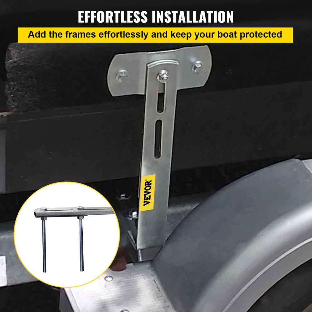 VEVOR Boat Trailer Guide-ons, 48", 2 PCS Rustproof Steel Trailer Guide ons, Trailer Guides with Carpet-Padded Boards, Mounting Parts Included, for Ski Boat, Fishing Boat or Sailboat Trailer