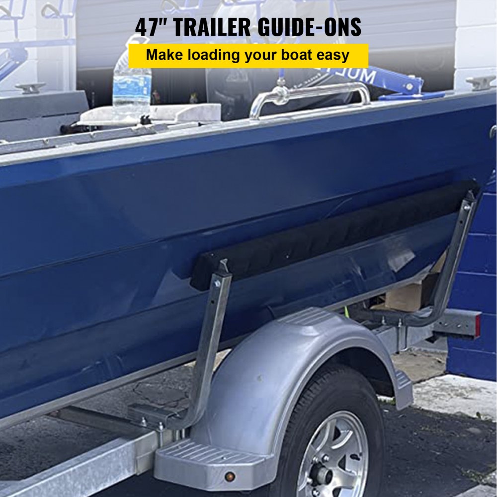 VEVOR Boat Trailer Guide-Ons, 2pcs Rustproof Steel Trailer Guide Ons, Trailer Guides with Carpet-Padded Boards, Mounting Parts