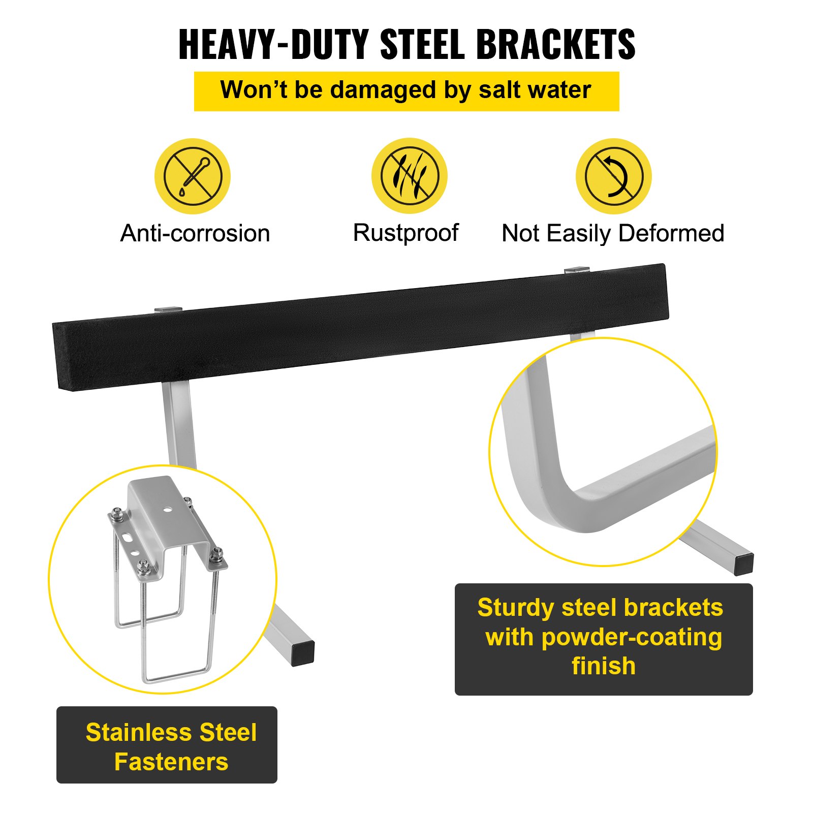 VEVOR Boat Trailer Guide-ons, 2 PCS Rustproof Steel Trailer Guide ons, Trailer Guides with Carpet-Padded Boards, Mounting Parts Included, for Ski Boat, Fishing Boat or Sailboat Trailer