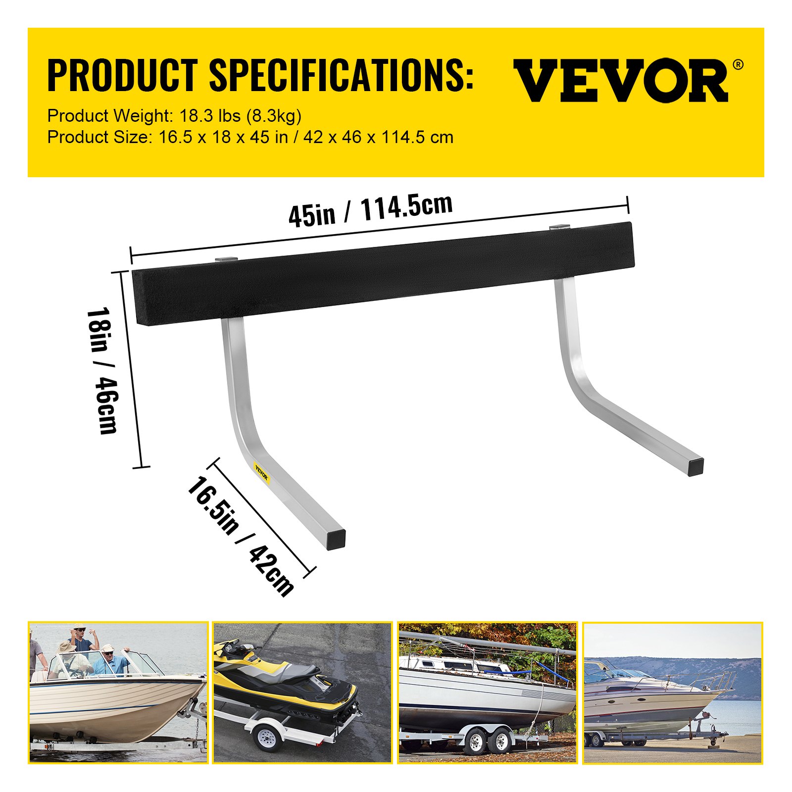 VEVOR Boat Trailer Guide-ons, 2 PCS Rustproof Steel Trailer Guide ons, Trailer Guides with Carpet-Padded Boards, Mounting Parts Included, for Ski Boat, Fishing Boat or Sailboat Trailer