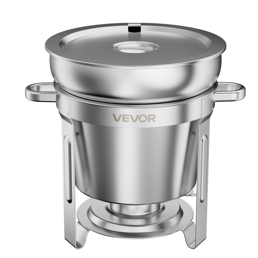 VEVOR 1 Pack Soup Chafer, Chafing Dish for Buffet Set,10.4L Stainless Steel, Catering Marmite for Banquet Party Wedding, Round Buffet Server and Soup Warmer, with Pot, Ladle, and Fuel Holder
