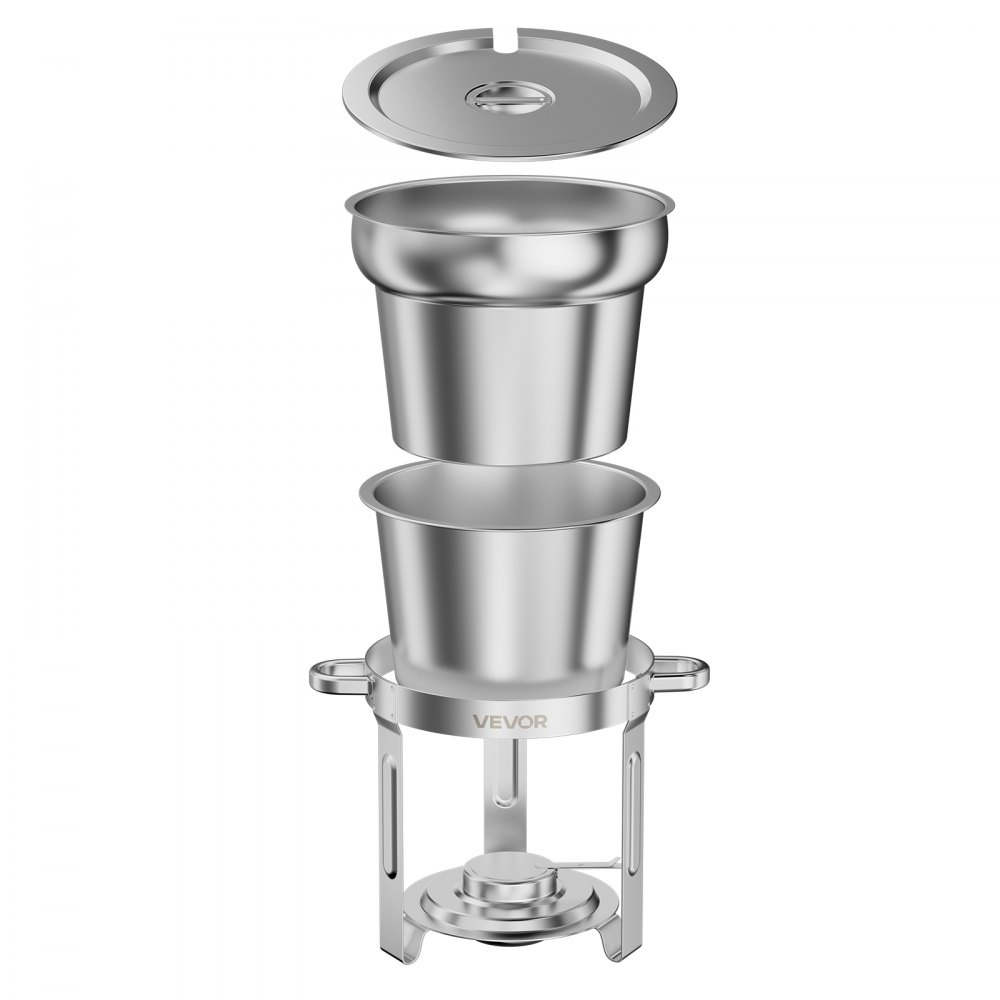 VEVOR 1 Pack Soup Chafer, Chafing Dish for Buffet Set,10.4L Stainless Steel, Catering Marmite for Banquet Party Wedding, Round Buffet Server and Soup Warmer, with Pot, Ladle, and Fuel Holder